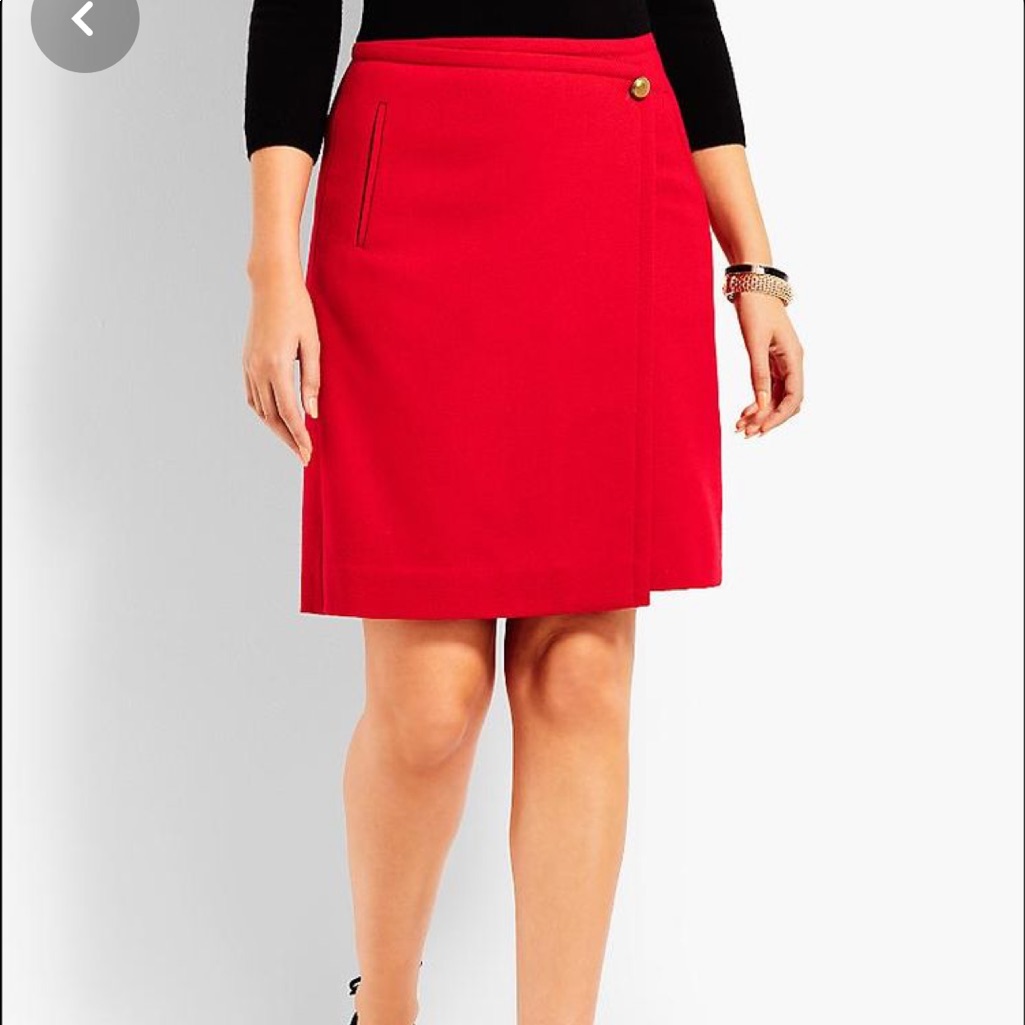 Talbots Pop Wool Twill Faux Wrap Skirt